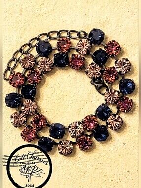 Swarovski  Purple Amethyst and Violet Crystal Necklace on Gunmetal / Hematite